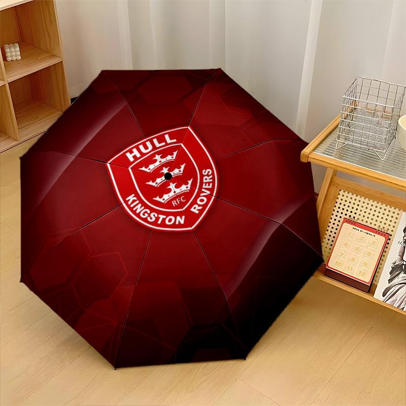 Hull KR Print Auto 8?Ribs Folding Umbrella Wind Resistant Lightweight Automatic Umbrella For Daily Travel