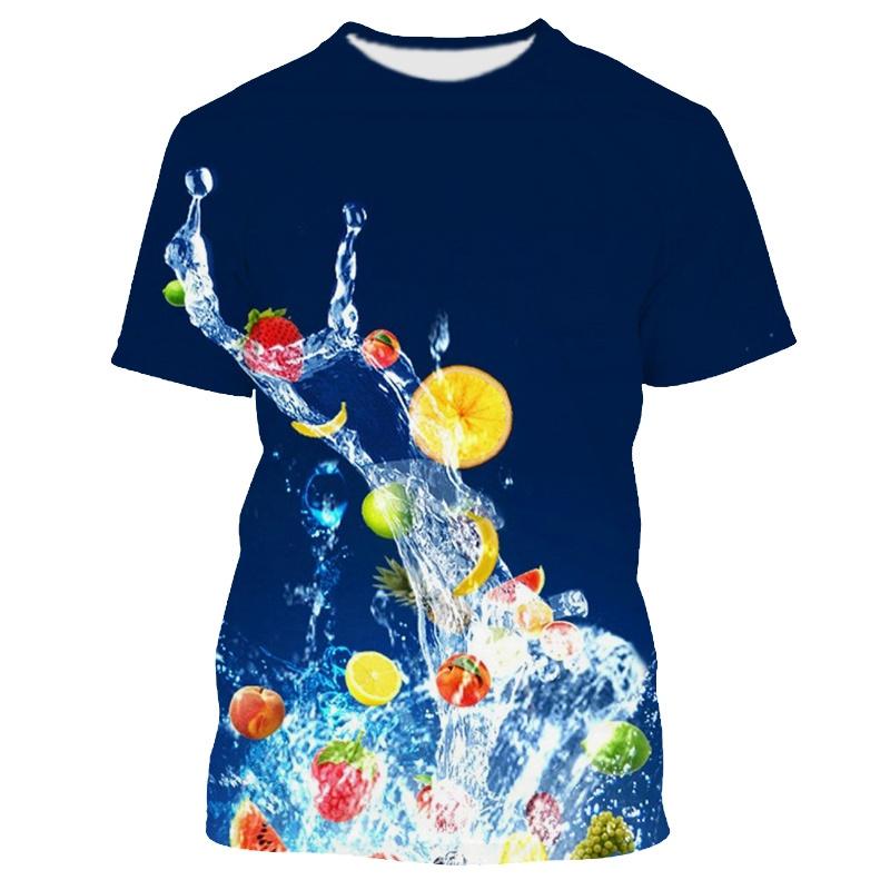 Fresh Fruit Berry Pattern Men's T-shirt Casual Men's Soft Loose Short Sleeved Clothing Fashionable Street Wear Fun Round Neck Tops