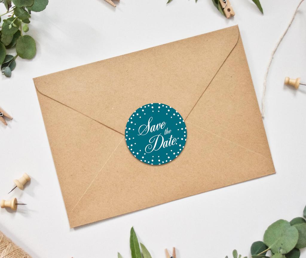 Darling Souvenir DIY Round 45 шт. Черный горошек Save The Date Wedding Stickers-1.6