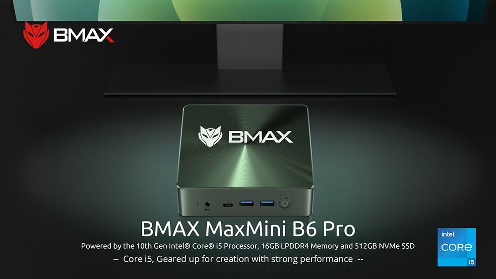 BMAX Мини-ПК B6 Pro с процессором Intel Core i5-1030NG7, твердотельным накопителем LPDDR4 16 ГБ, 512 ГБ, Windows 11, 5G Wi-Fi