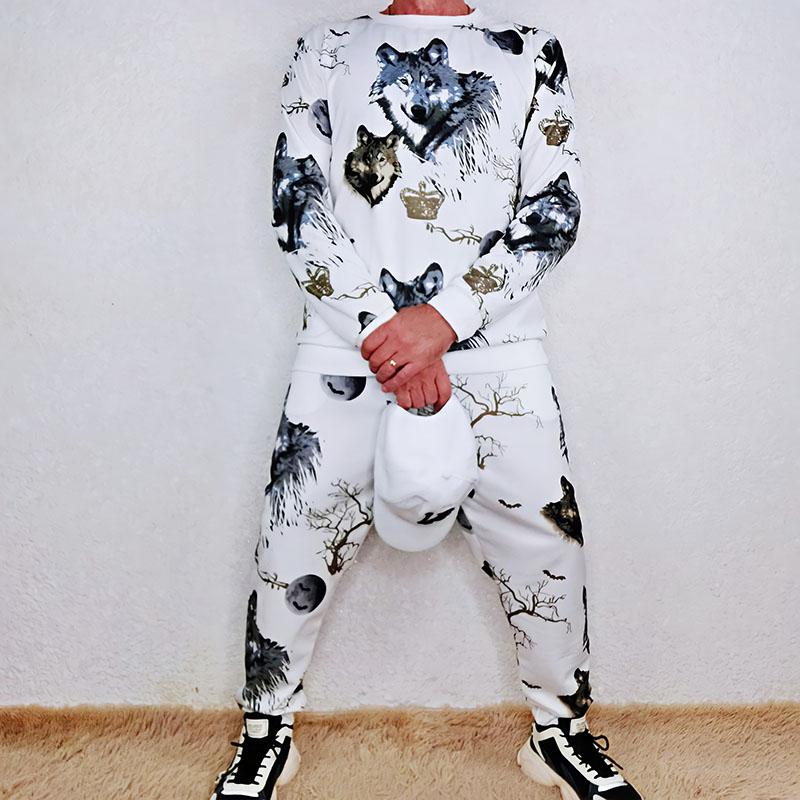 2 шт./компл., повседневный спортивный костюм, мужская осенняя толстовка с принтом, брюки, красивый комплект из двух предметов