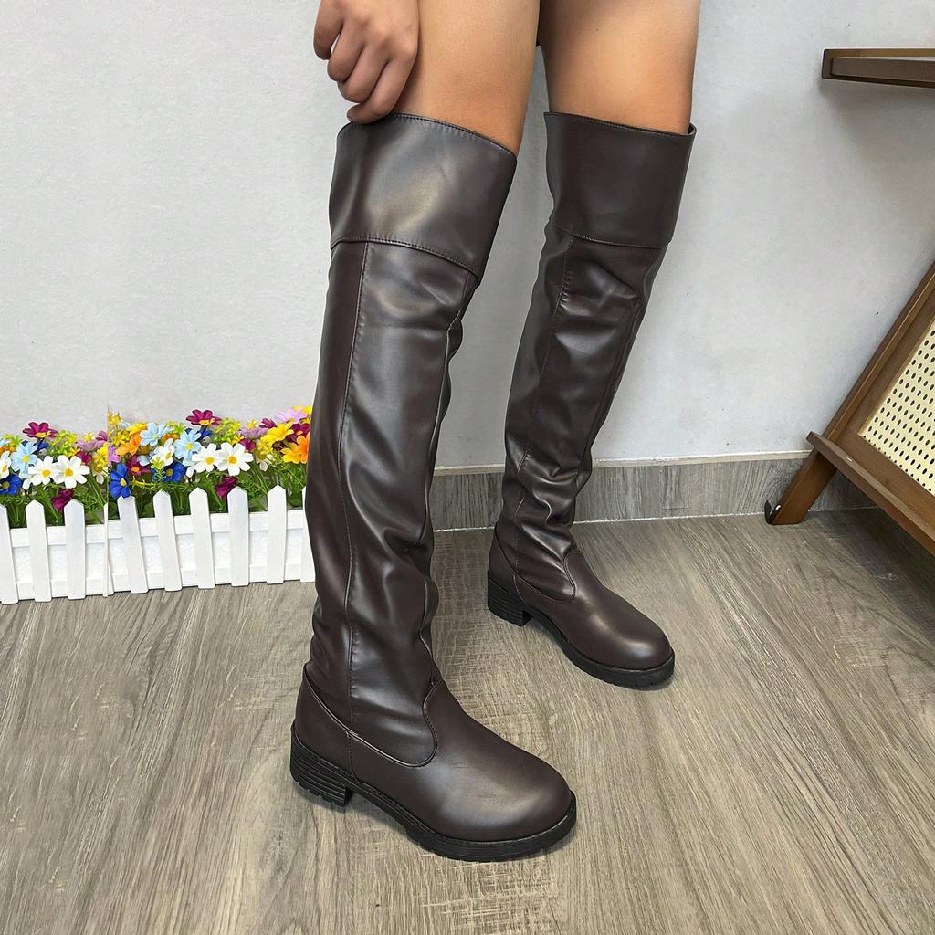 Косплей Мужские и Женские Сапоги Выступление Низкий Каблук Ботфорты Большой Размер 2025 Весна и Осень