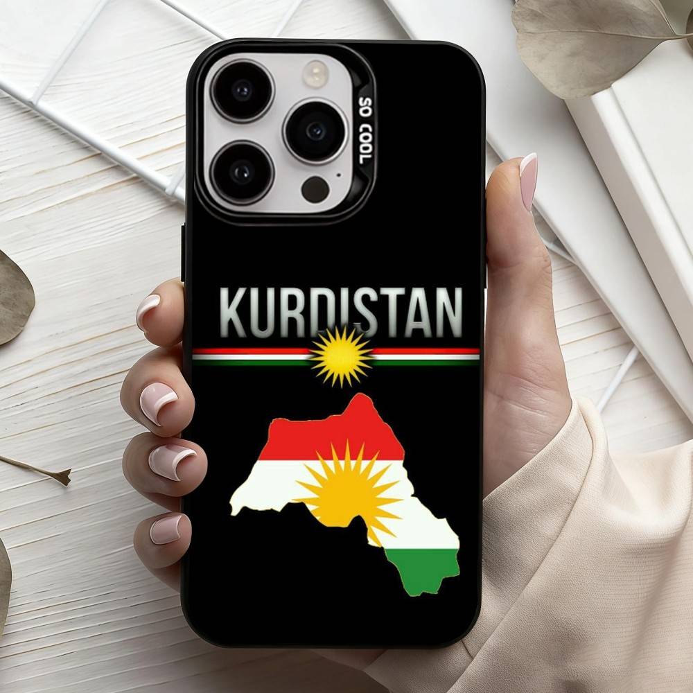 Kurdistan Flag M-Mobile Phone Case For iPhone17,16,15,14,13,12,11 Plus,Pro Max Black Candy Silver Plated Cover