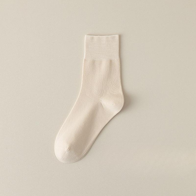 Female Spring and Autumn Pure Cotton Loose Mouth Boneless Anti Pilling Moon Tube Socks