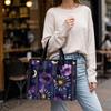 Purple Floral Star Moon Print Large Casual Tote Bag for Daily Outing Shopping