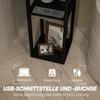 Floor Lamp With 3 Tier Shelf Foot Switch USB Ports MDF Black