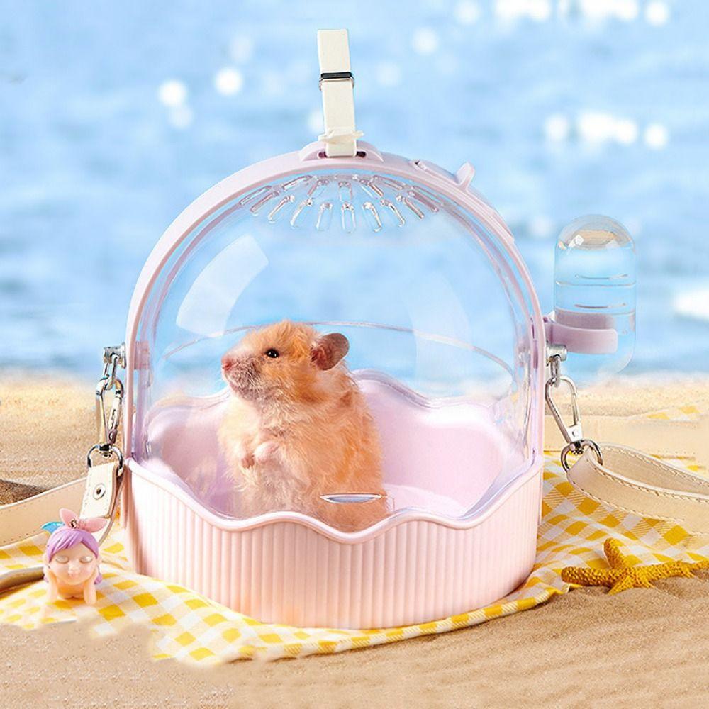 Прозрачная откидная крышка для переноски хомяка Дышащая переноска для хомяка Клетка для путешествий для хомяка на открытом воздухе