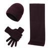 3Pcs/Set Women Winter Hat Scarf Gloves Set Solid Color Knitting Hat Long Scarf Touchscreen Gloves Set Winter Accessories