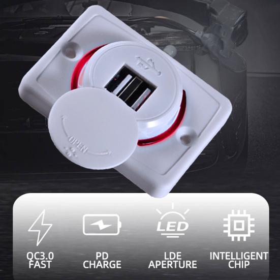 Двойное USB гнездо для автомобильного зарядного устройства 3.1A Розетка питания Двухпортовый адаптер для быстрой автомобильной зарядки со светодиодным индикатором 12В-24В Станция быстрой зарядки для телефонов, планшетов