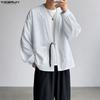 INCERUN S-5XL Men Long Sleeve Striped Open Front Cardigan Kimono Tops