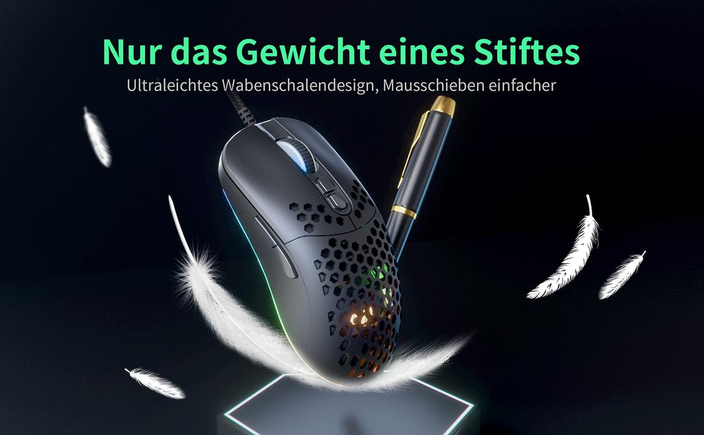 QYD Q306 Ультралегкая 70 г игровая мышь Honeycomb Игровая компьютерная проводная мышь 7200 регулируемых точек на дюйм Эргономичный дизайн USB игровая мышь 7 программных кнопок светодиод