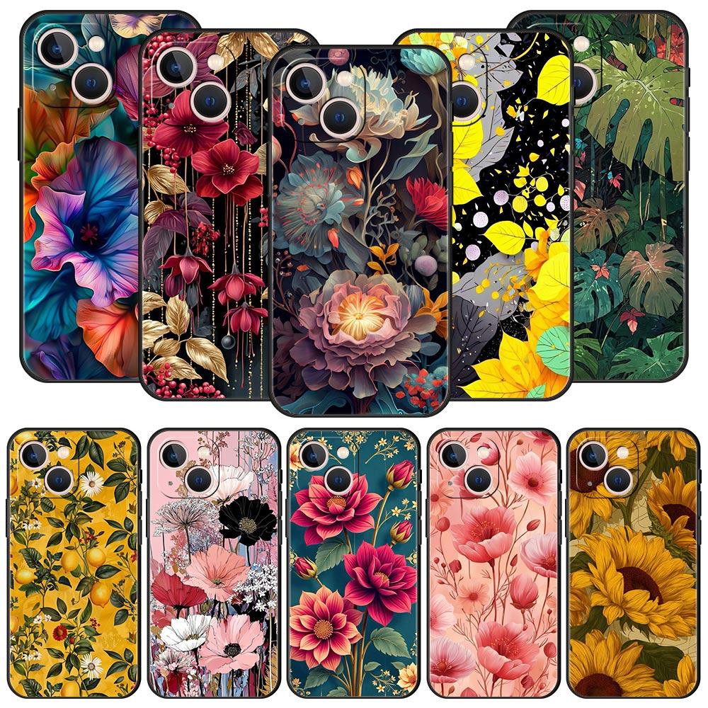 Абстрактные Растения Цветок Чехол для Телефона Cover для iPhone 17 16 15 14 13 12 11 Pro Max 17 Air Plus Ударопрочный Мягкий ТПУ Чехол Fundas Сумка