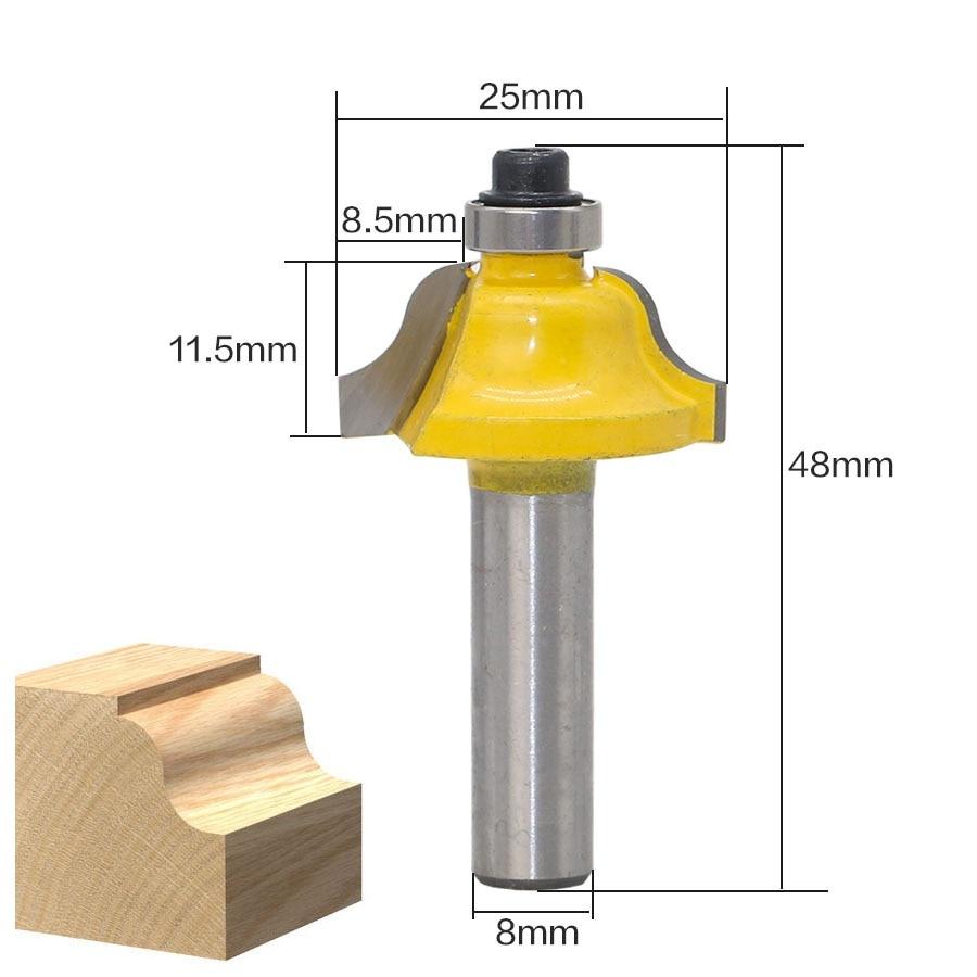 12pcs Corner Round Over Router Bit with Bearing for Wood Woodworking Tool Tungsten Carbide Milling Cutter