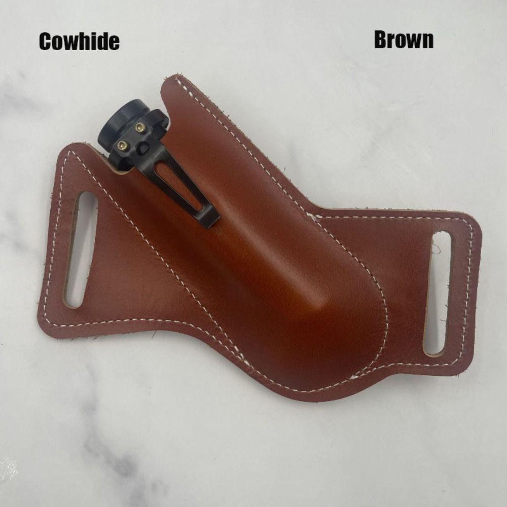 Cowhide/Leather Fold Knife Tool 106*56.3mm Leather Sheath Holder Flashlight Case  Outdoor Equipment