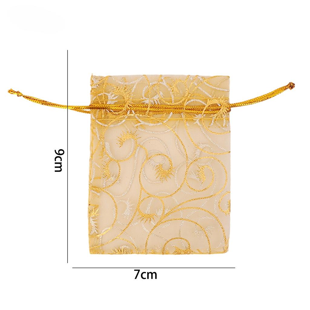 Gold Organza Gift Bags with Drawstring Jewelry Storage Mesh Pouch Candy Packing Bags Wedding Favor Christmas Party Candy Bag