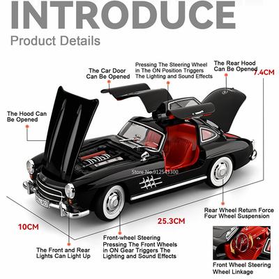 Большой 1:18 300SL LP770 Спортивный Автомобиль Модель Игрушка Двери Открываются Оттяни Назад Амортизация Сплав Модели Автомобилей Хобби Подарки для Мальчиков