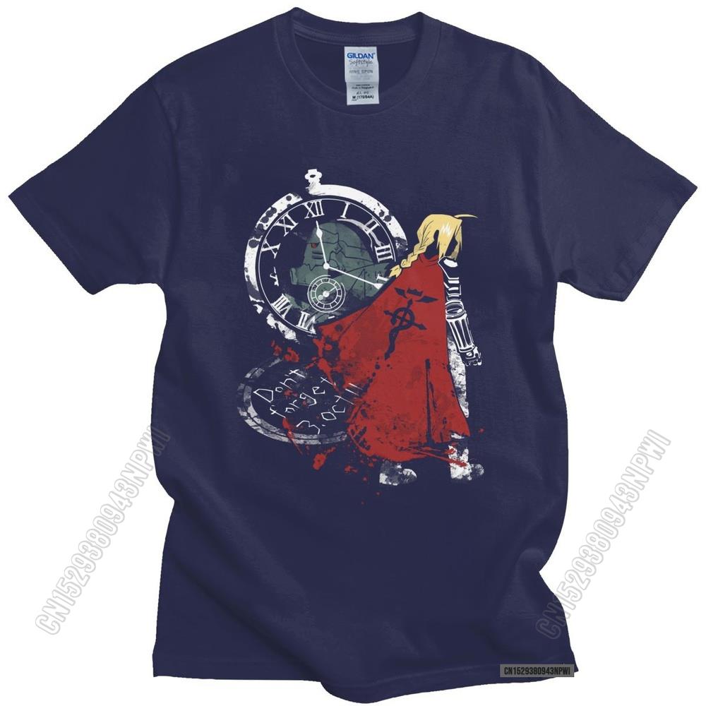 Fullmetal Alchemist T Shirt Men Pure Cotton Elric Edward Brotherhood Tshirt Anime Fma Tees O-Neck Manga T-Shirt Clothes