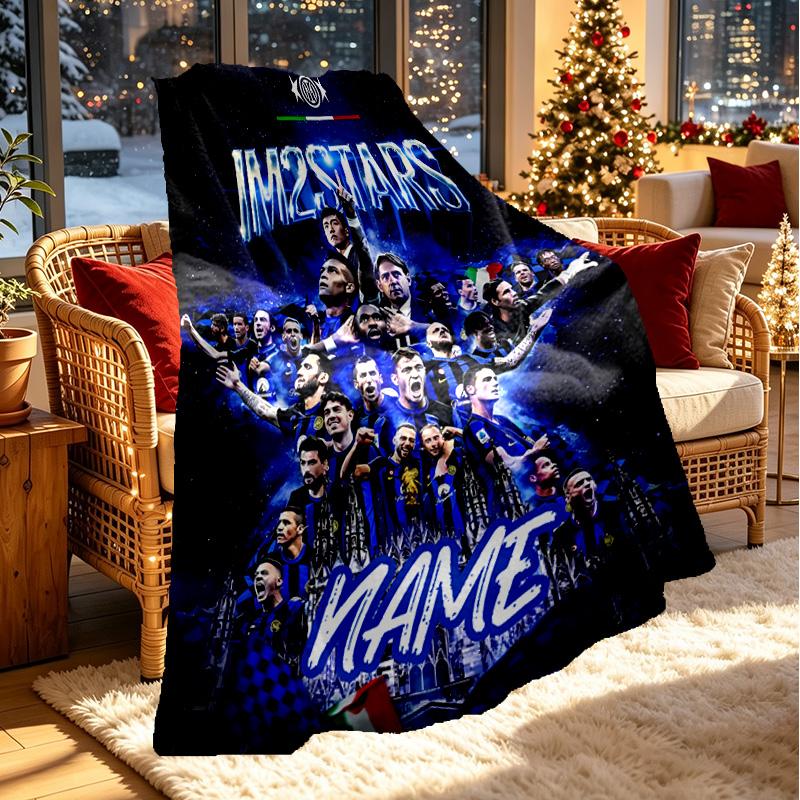 Custom Name Personalized Football Club Internazionale Print Blanket, Home Decor, Bedroom, Sofa, Camping, Couch, Gifts for Birthday ChristmasEnthusiast