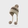 Women S Fair Isle Winter Outdoor Warm Knit Hat With Big Pompon Earmuff