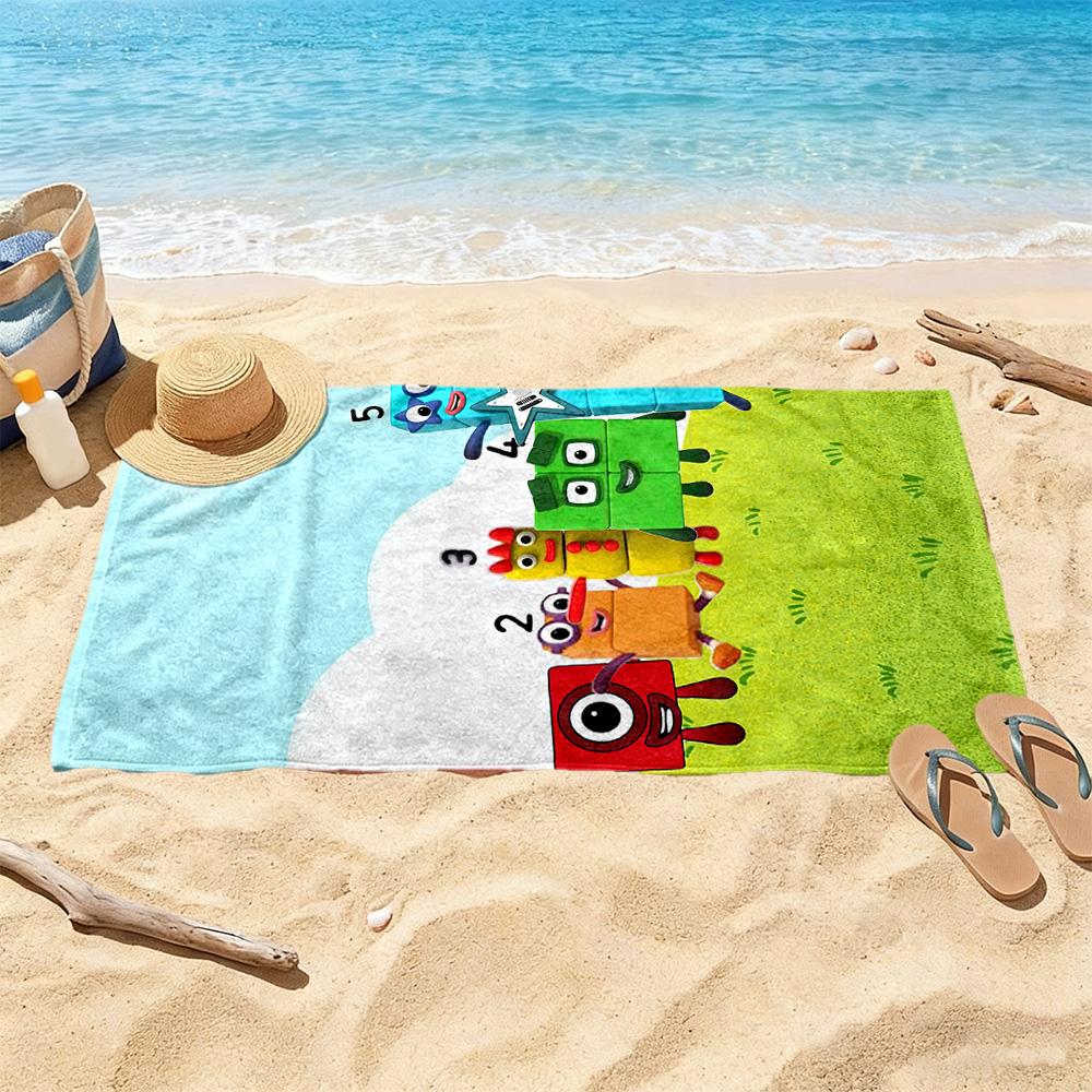 Numberblocks Beach Towel Super Soft Microfiber Quickdry Fabric Comfortable Lightweight Suitable For Swimming Gym Camping Yoga Vacation