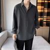 Ice Silk Black Shirt Men's Long-sleeved Spring Autumn New Drape Loose Jacket Casual Suit Trendy