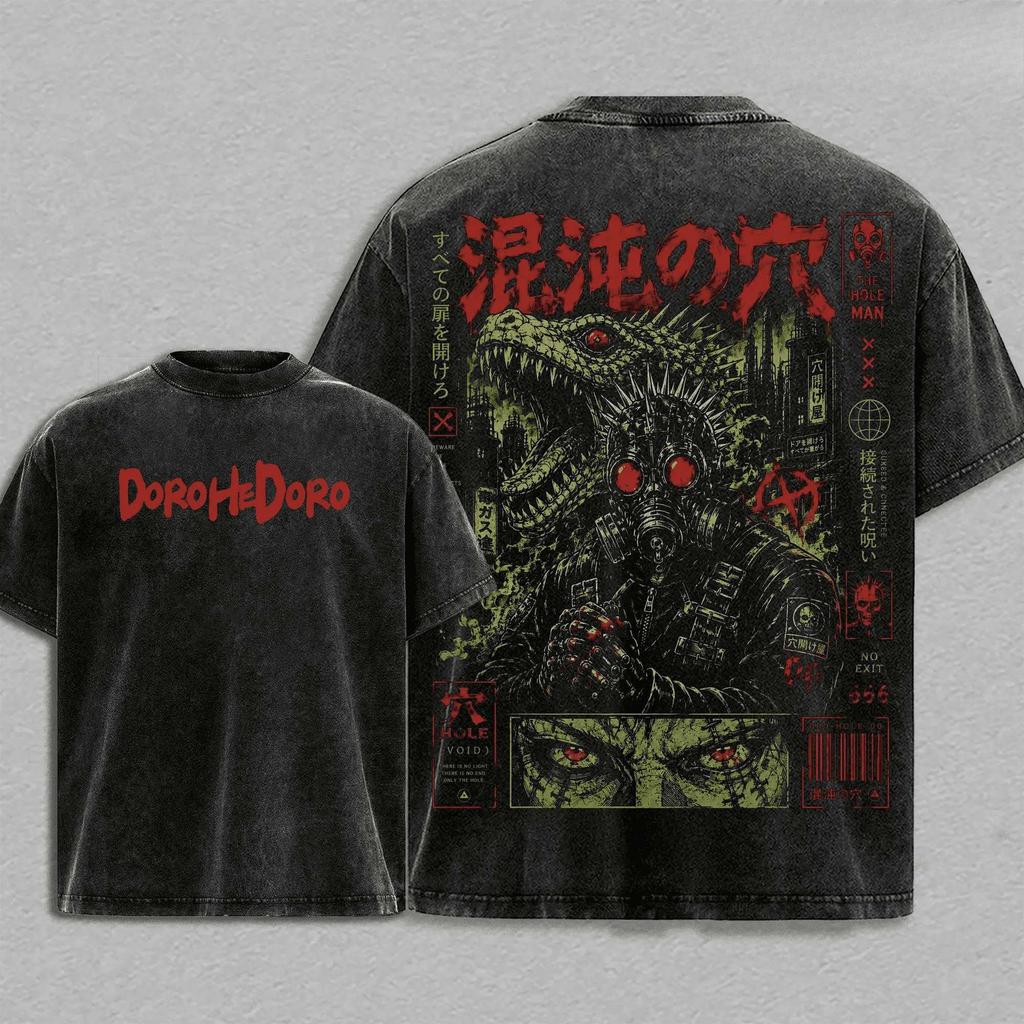 2026 Hot Sale Dorohedoro Manga Printed T-shirt Vintage Washed T Shirt Men Women Clothing Summer High Quality Cotton Clothes Casual Oversized Tee Top