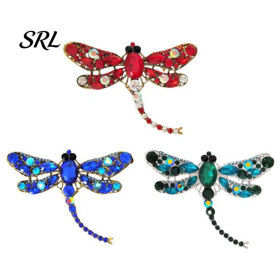 Brooch Electroplated Alloy Brooch, Dragonfly Pin with Sparkling Rhinestones Inlaid, Retro Palace Style Long Tail Design Badge for Luster Decorative