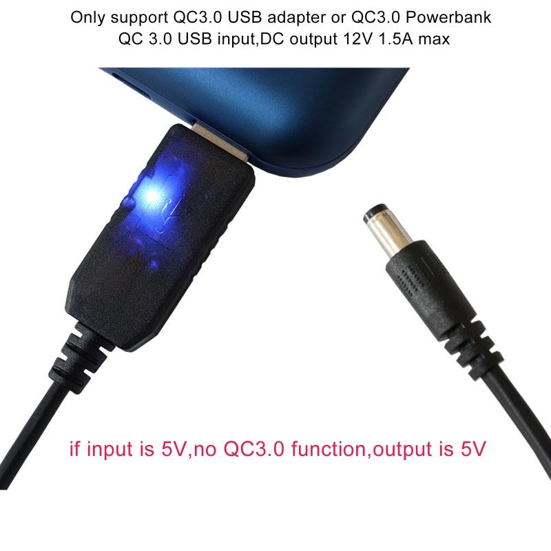 QC3.0 USB to 12V 1.5A 18W 5.5x2.5mm Step Up Line Converter Cable for WiFi Router Modem Table Lamp Speaker Fan 100CM