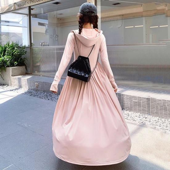 Women's Sun Protection Hoodie Coat Full Body Cooling Sunscreen Clothing Long Sleeve Swimsuit Cover Up Dress for Summer Beach Fishing Hiking