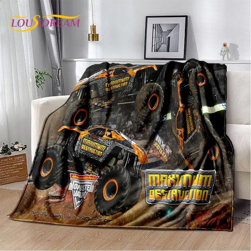 Мягкие одеяла с 3D-изображением Monster Truck Monster Jam, Теплое плед-покрывало, Уютное одеяло для пикника, кроватей, дивана, дома, спальни
