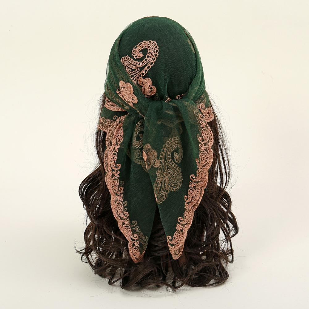 Hollow Out Foulard Bandana Embroidery Lace Handkerchiefs Elegant Hair Scarf Headband  Women