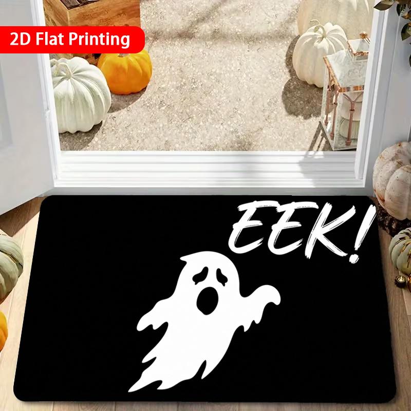 1pc, 2D Flat Printing, Halloween EEK Pattern Entrance Door Mat, Colorful Non-Slip Machine Washable Rug, Suitable for Home Decor, Entrance, Hall, Bathr