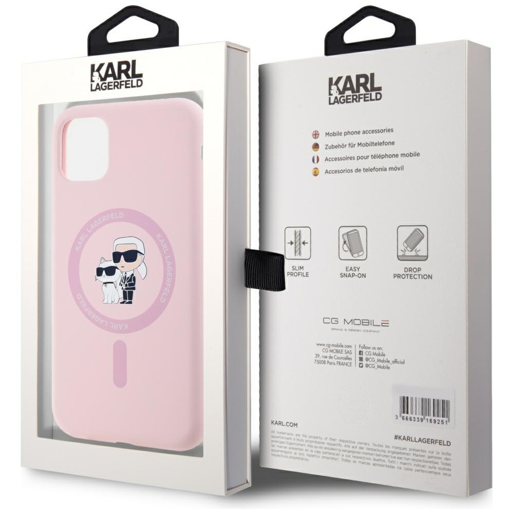 Karl Lagerfeld Silicone Karl&Choupette MagSafe Case for iPhone 11 Pink