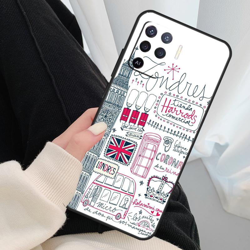 Лондонский Автобус Англия Биг Бен Для OPPO Find X3 X5 Pro A5 A9 A31 A53 A15 A16 A52 A72 A83 A91 A93 A94 A54 A74 A53S Чехол