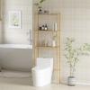 Space-Saving Over-Toilet Cabinet with 3 Slatted Shelves in Bamboo, 63.5x25.5x181 cm, Wood Color