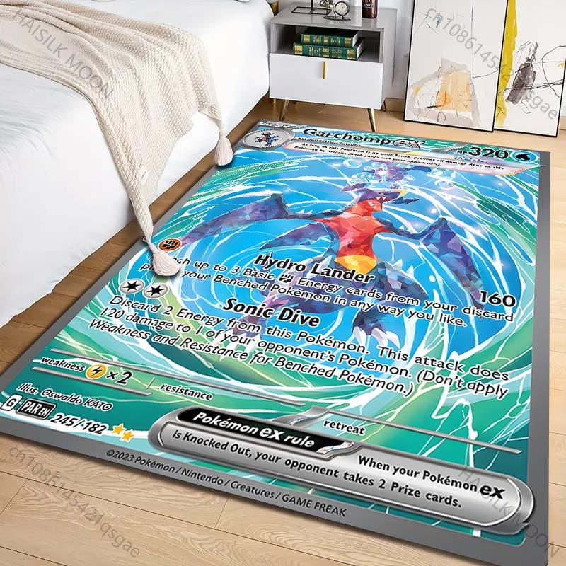 Ковер с принтом карточки Pokémon Garchomp разных размеров для гостиной, спальни, детской комнаты, домашнего декора, ковер для зоны, накидка на диван, прихожая, игровой коврик
