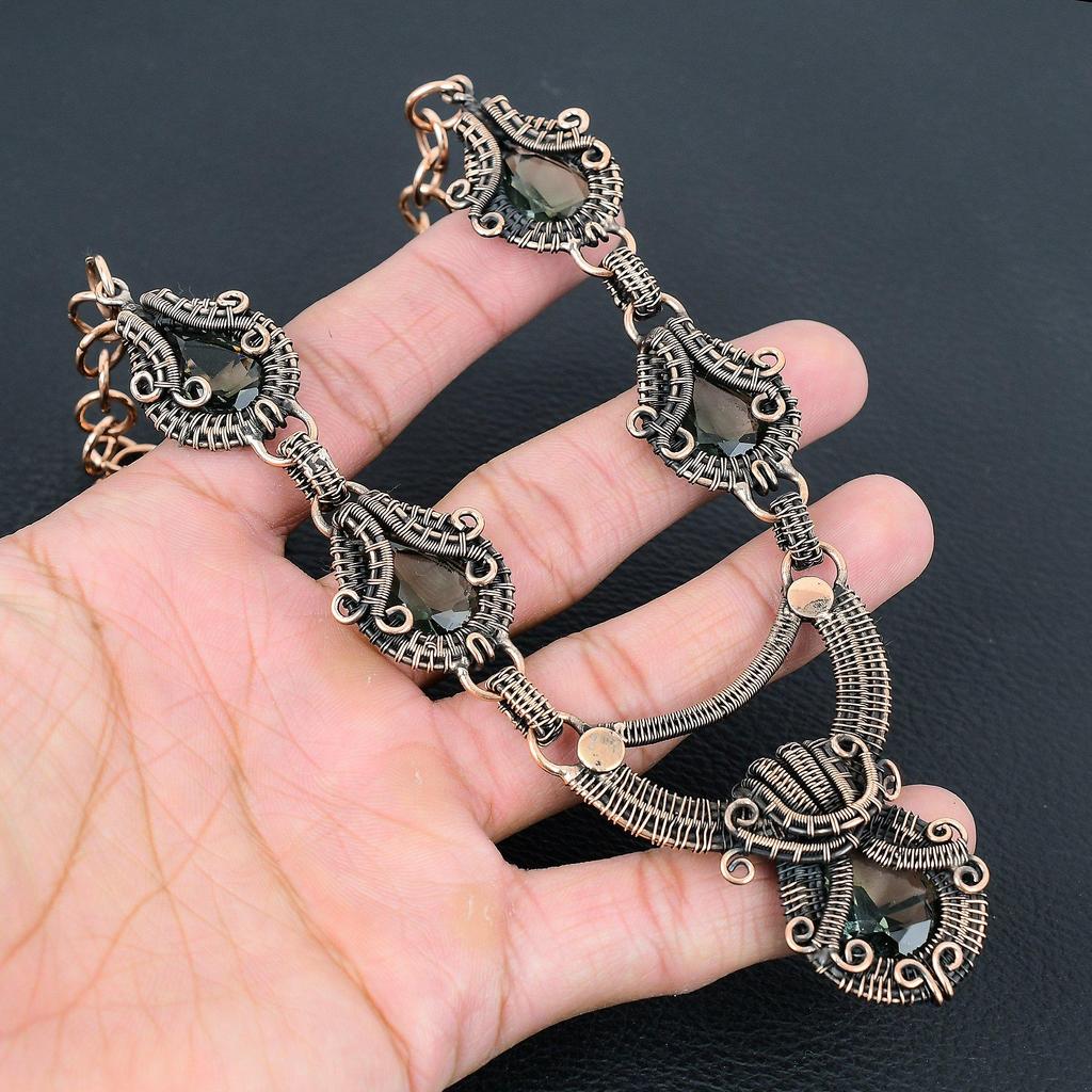 AAA + индиколит турмалин драгоценный камень ручной работы из чистой медной проволоки ювелирное ожерелье для любви