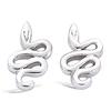 [C6952] - Silver 'Mythical Snake' Silver Earrings (rhodium-plated) - 7x12 Mm