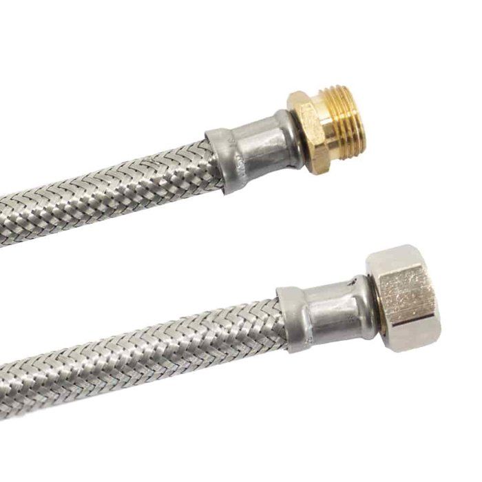 Flexible Stainless Steel Hose 3/8, DN8, 1000mm, Stainless Steel Braid, DVGW