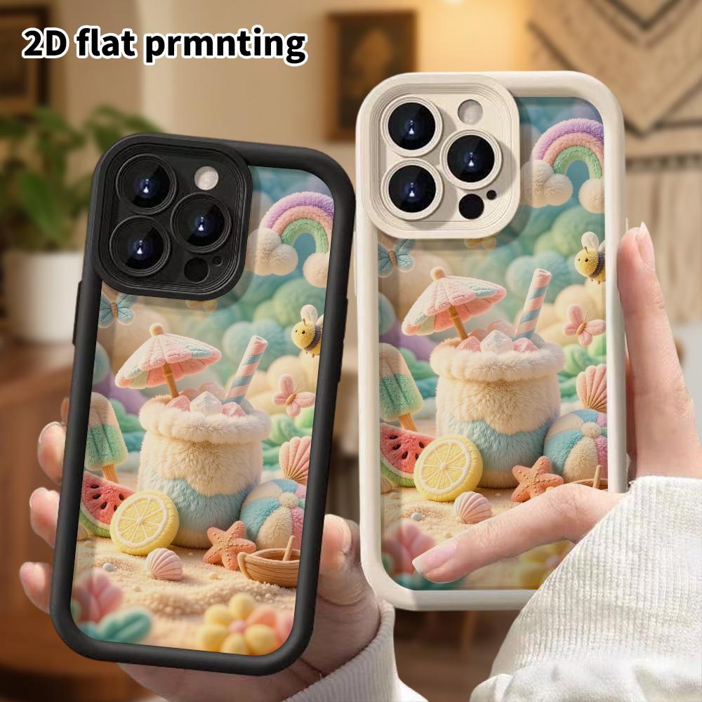 Phone Case: 2D flat, fits iPhone 18, 17, 16, 15, 14, 13, 12Pro protective case, summer beach, perfect Christmas and Halloween holiday gift