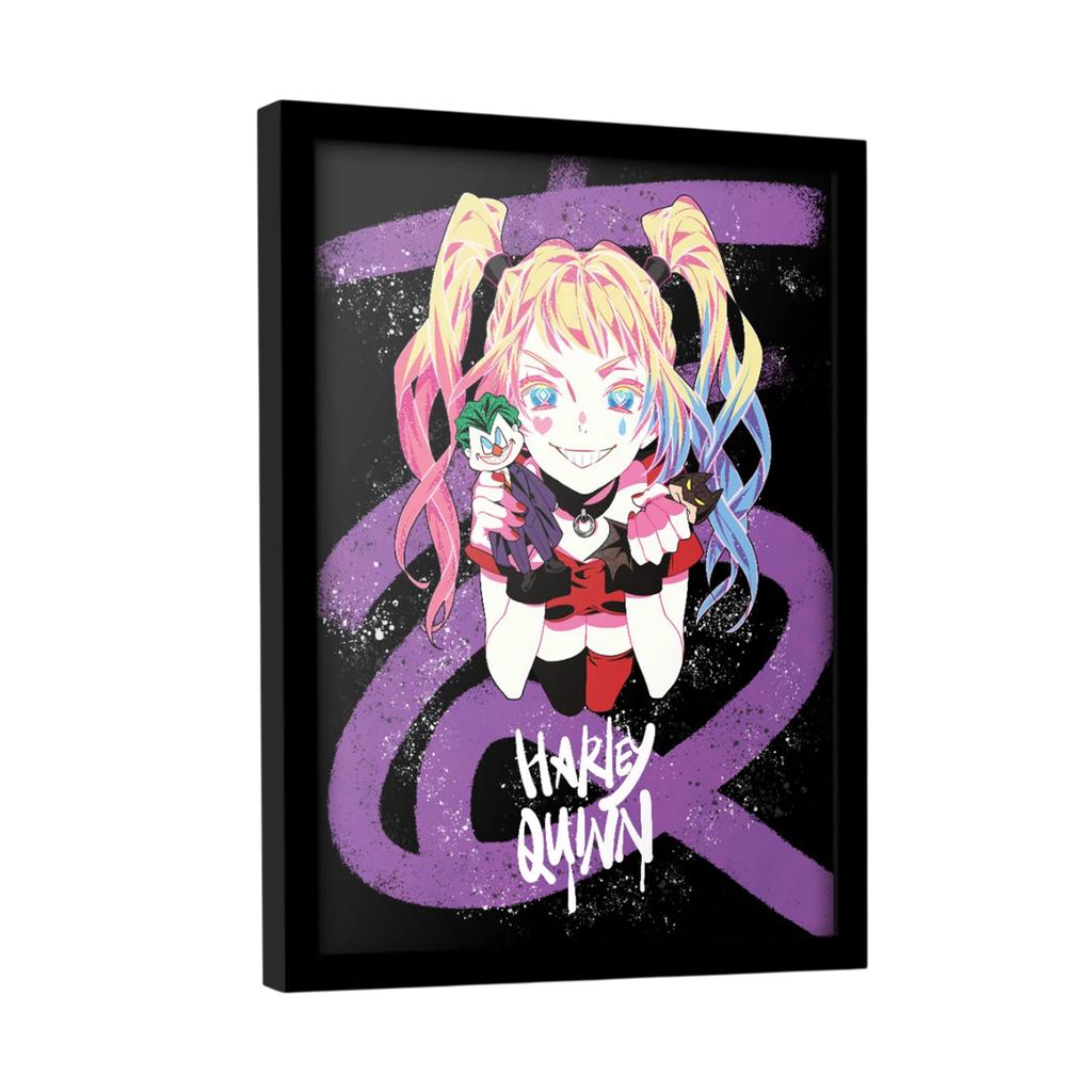 Batman Harley Quinn Pigtails Framed Poster