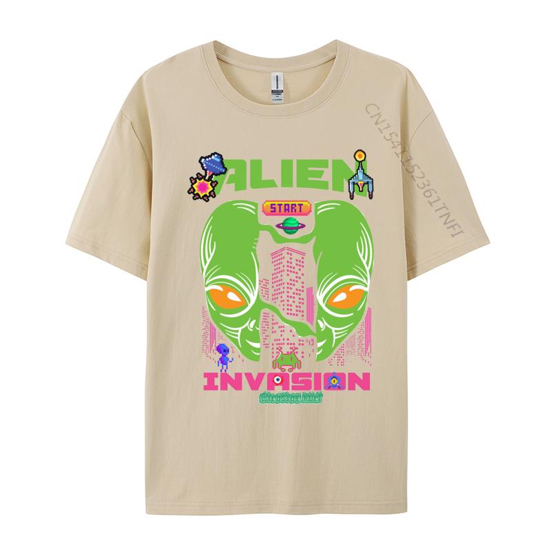 Brand Unisex T Shirt Printed Customized Top Tshirts Alien invasion retro T Shirts Round Collar Free Shipping