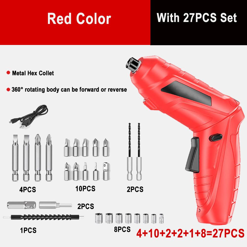 Перезаряжаемая дрель и отвертка, набор отверток с электрической батареей, беспроводной мини-компактный набор отверток, аккумуляторная дрель