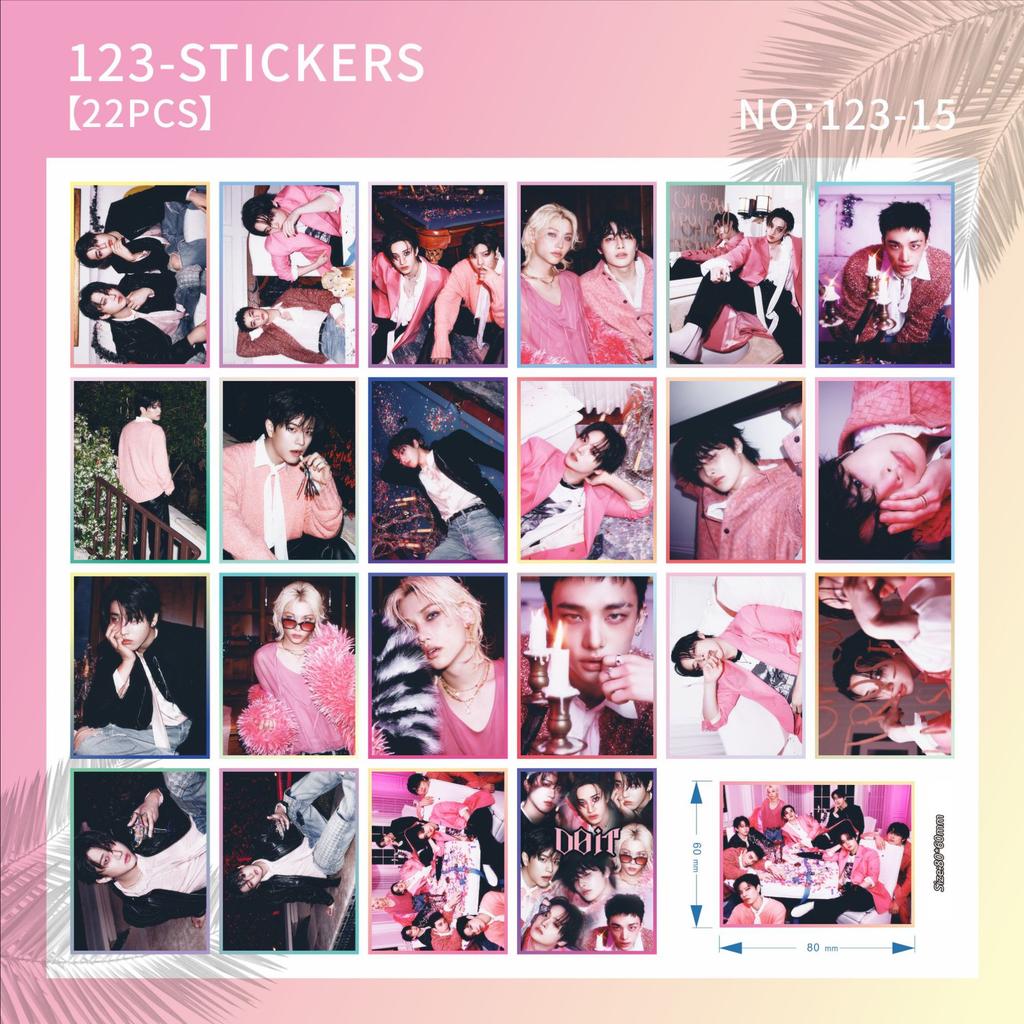 22Pcs Skzoo Square Creative Stickers Straykids Album Doit Peripheral Account Stickers Card Stickers Luggage Stickers