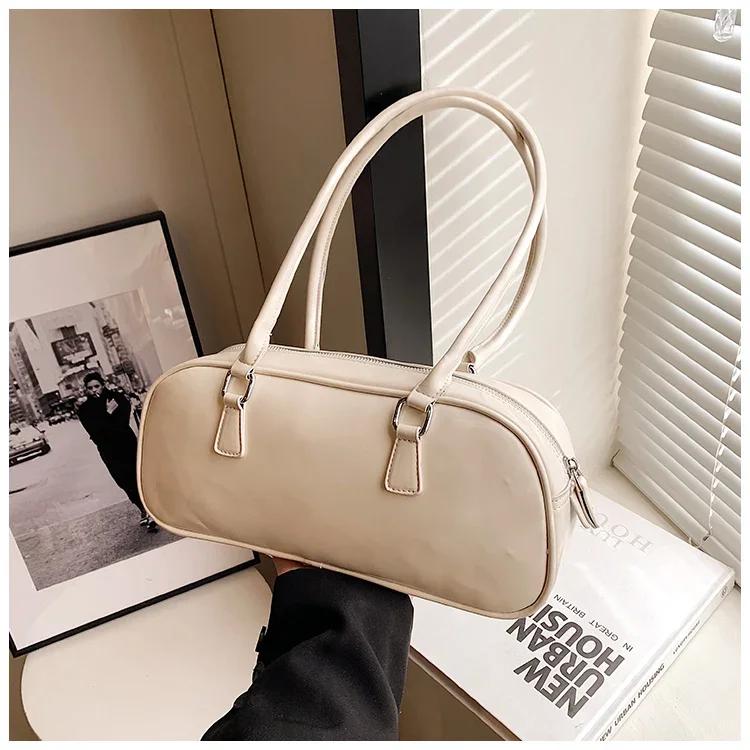Solid Zipper Fashion Pu Shoulder Bag High Quality High Capacity Simple Trend Young Light Luxury Women's Bag