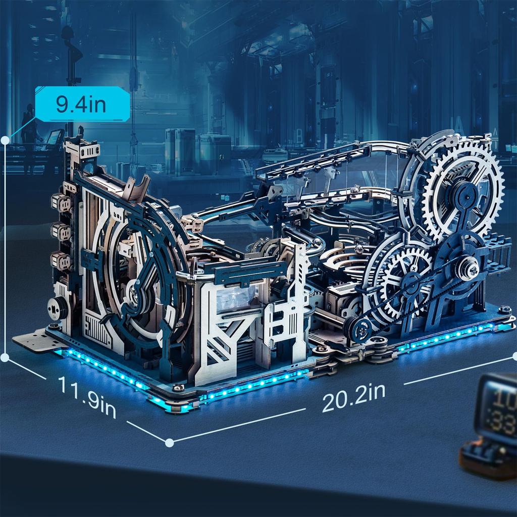 ROKR 3D Электрическая шариковая трасса LGC01 LGA01 с соединительными подвижными механическими деревянными 3D поделками DIY Образовательный подарок на Рождество, Пазл, и Детали, 3-компонентный