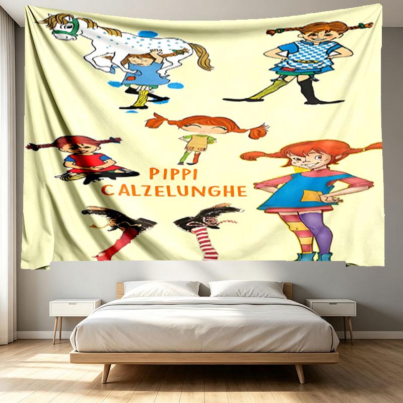 Pippi Longstocking Print Tapestry - Portable Wall Decor Cloth, for Home, Dorm, Travel, Bedroom, Living Room - Ideal Birthday Housewarming Gift