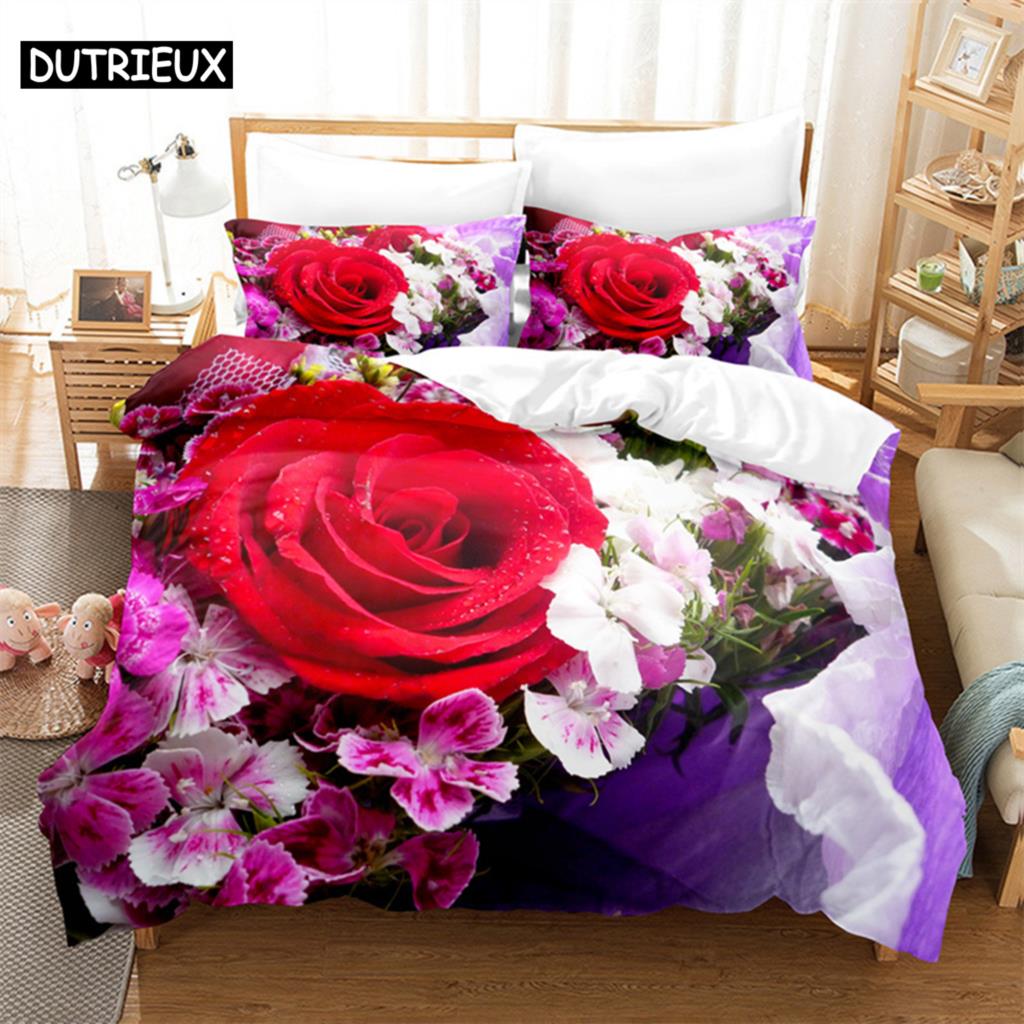Роскошный комплект постельного белья Red Rose Queen, пододеяльник, комплект постельного белья, комплект постельного белья, пододеяльник King Size, комплект постельного белья