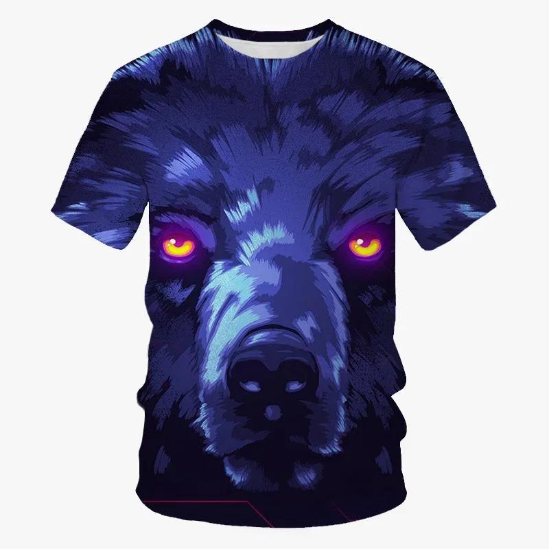 Cool Art Bear Design T-shirt Men's Clothing Short Sleeves O-neck T Shirts Print Street Harajuku Trend Fashion Animal Tees Top
