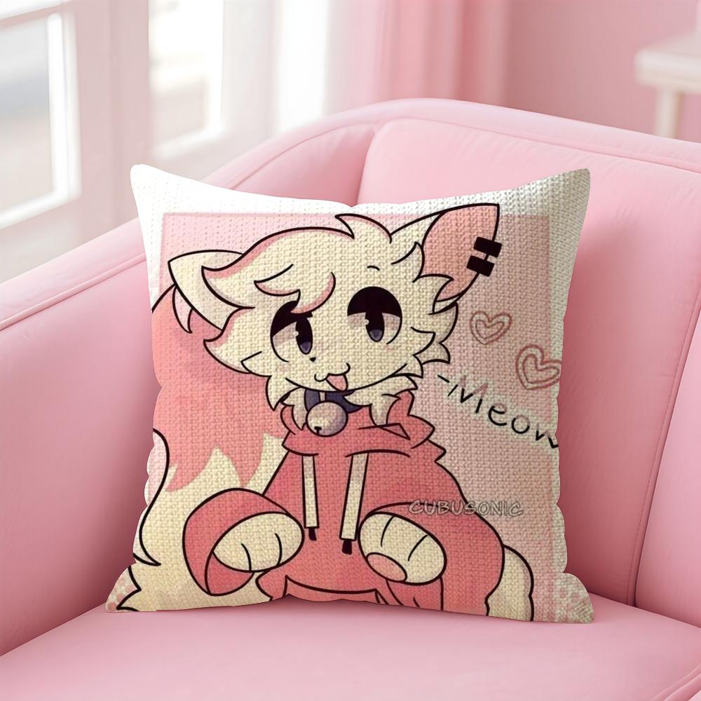BBoykisser Silly Cat Cute Cushion Cover Natural Linen Pillow Case DoubleSided Print Decorative Sofa Pillowcase Home Decor Gift